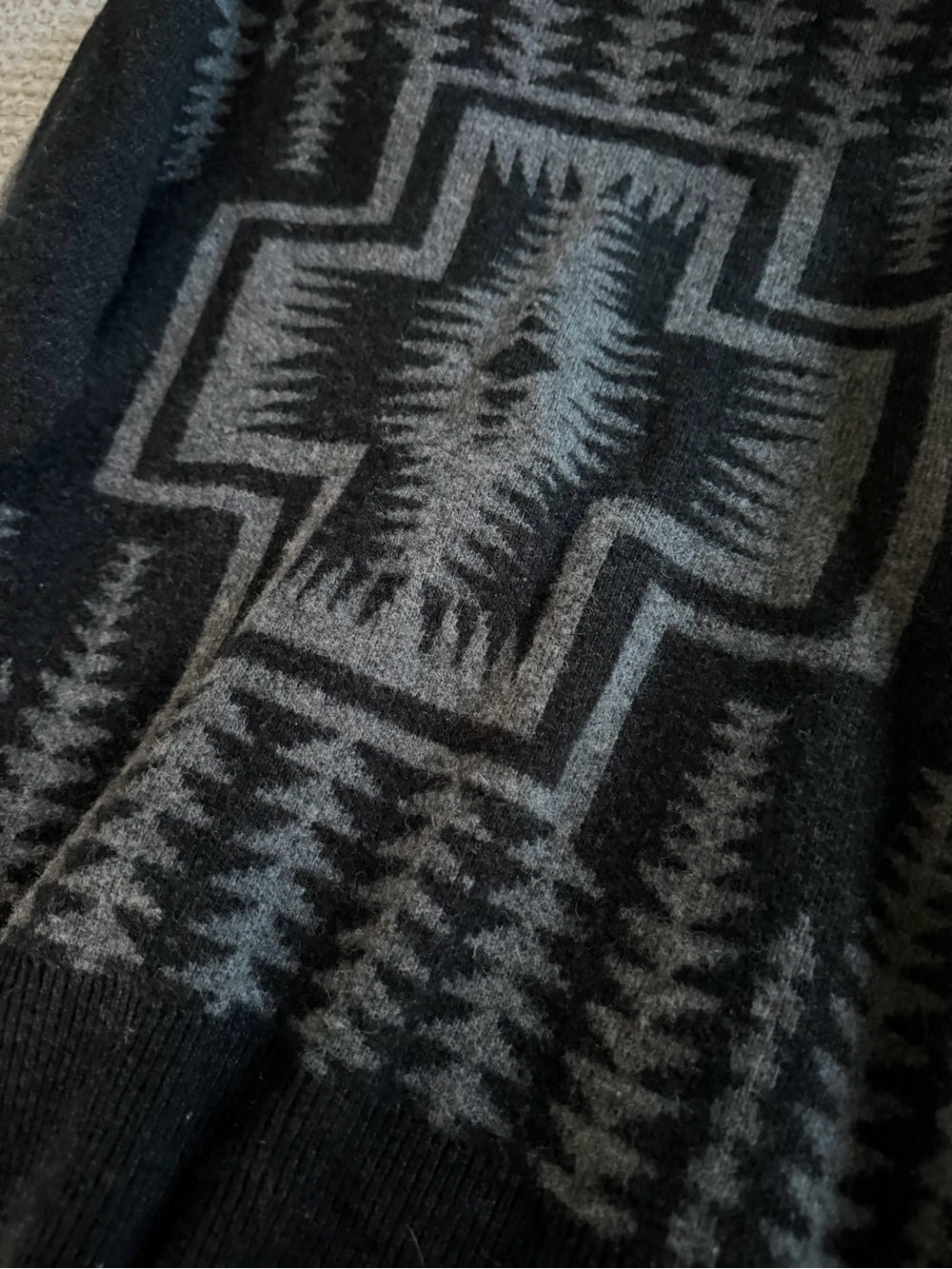 Pendleton Lambswool Southwestern Harding Cardigan Sweater Black Gray S - Picture 8 of 13